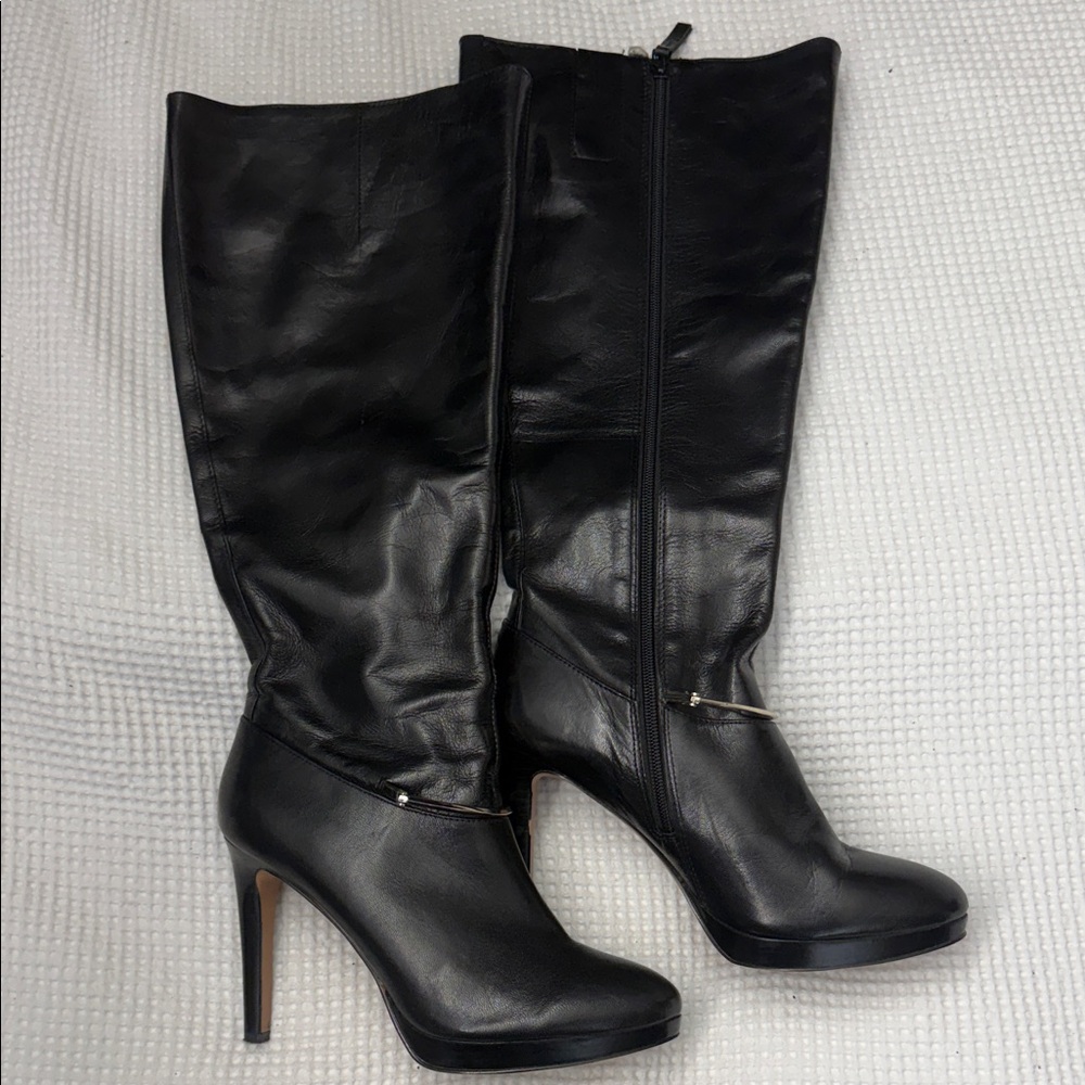 Black Leather Nine West Knee-High Boots - Size 8